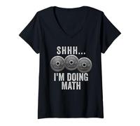 Womens Shhh I'm Doing Math Weights Gym Funny Workout V-Neck T-Shirt