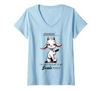 Women's Shhh Only Talking to My Goats Today Funny Goat Lover V-Neck T-Shirt
