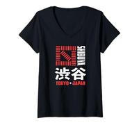Womens Shibuya Tokyo Japan Souvenir Japanese Kanji Shibuya Crossing V-Neck T-Shirt