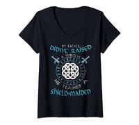 Womens Shield Maiden - My Father Didn’t Raised a Princess -Lagertha V-Neck T-Shirt