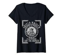 Womens Shield maiden viking fun nordic norse scandinavian valhalla V-Neck T-Shirt
