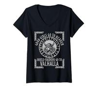 Womens Shield maiden viking fun nordic norse scandinavian valhalla V-Neck T-Shirt