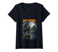 Women's Shift Happens- Werewolf Transformation Tee Halloween V-Neck T-Shirt