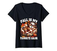 Womens Shih Tzu Accessories Fall is My Favorite Color with Mal-Shi V-Neck T-Shirt