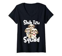 Womens Shih Tzu Gang Dog Lover V-Neck T-Shirt