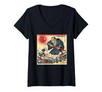 Women's Shiken No Shuen End of Exams Fail Wave Samurai V-Neck T-Shirt