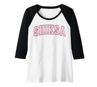 Womens Shiksa Jewish Yiddish Word Varsity Pink Letters Raglan Baseball Tee