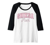 Womens Shiksa Mom Jewish Yiddish Word Varsity Pink Letters Raglan Baseball Tee