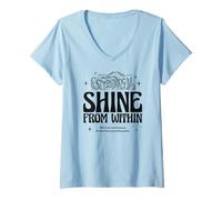 Women's Shine from Within Floral Retro Aesthetic Boho Positivity V-Neck T-Shirt