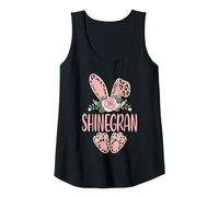 Womens SHINEGRAN Cute Leopard Bunny Ears Floral Easter Tank Top