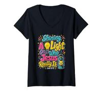 Women's Shining A Light On Who Jesus Really is Vacation Bible School V-Neck T-Shirt