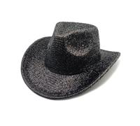 Women's Shiny Cowboy Hat, Holographic Western Wide Brim Top Hat for Party Cosplay, Adjustable Metallic Solid Stage Cap, Sparkly Cowgirl Hats for Festival Rave Disco Nightclubs Cosplay Performance