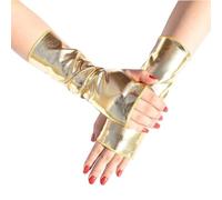 Women's Shiny Fingerless Gloves - Unisex Metallic Wetlook Party, Elastic Patent Leather for Stage Performance Costume, Sparkly 80's for Masquerade, Rave, Halloween, Cosplay