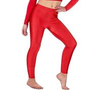 Womens Shiny Leggings - Stretch Yoga Pants for Gym, Workout, Running & Casual Wear - Elastic Waist Athletic Activewear Tights Sizes S-2XL (UK, Alpha, L, XL, Regular, Regular, Red L/XL)