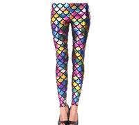 RIDDLED WITH STYLE Womens Shiny Rainbow PVC Retro Legging Ladies Metallic Stretch High Waist Pant