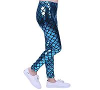 Womens Shiny Rainbow and Mermaid Legging Ladies Elasticated Waist Plain and Printed Shiny Legging Stretchy Metallic PVC Retro Pant Casual Wear Fancy Party Wear Printed Bottoms Plus Size