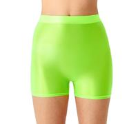 Women's Shiny Yoga Shorts, High Waist Nylon Seamless Cycling Shorts, High Stretchy Silky Biker Hot Pants Bottoms, Slim Fit Glossy Running Shorts for Sports Workout Fitness Dance Pilates Rave Dance