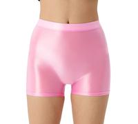 Women's Shiny Yoga Shorts, High Waist Nylon Seamless Cycling Shorts, High Stretchy Silky Biker Hot Pants Bottoms, Slim Fit Glossy Running Shorts for Sports Workout Fitness Dance Pilates Rave Dance