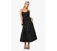Womens Shirred Strappy Midaxi Dress - Black - 8, Black