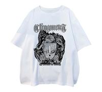 Women's Shirt Alt Graphic Tee Dark Academia T-Shirt Oversized Baggy Tops Clothing Feather Top Women