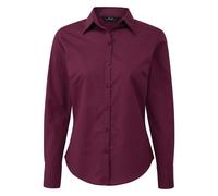 Womens Shirt Long Sleeve Semi Fitted Poplin Blouse Formal Office Work Top