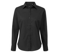 Womens Shirt Long Sleeve Semi Fitted Poplin Blouse Formal Office Work Top