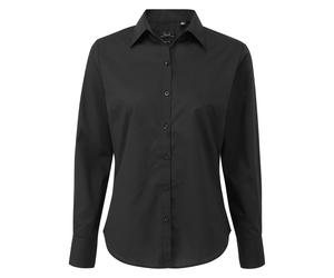 Womens Shirt Long Sleeve Semi Fitted Poplin Blouse Formal Office Work Top