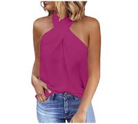 Women's Shirt Short Sleeve Fashion Plain Sleeveless Halterneck Vest Top for Women Nowitzki Shirt, Rd3, S