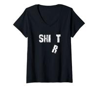 Womens Shirt Text with Letter R Falling Shit Text Funny Adult Humor V-Neck T-Shirt