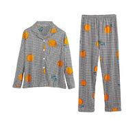 Womens Shirts Pyjamas Ladies Button Through Pyjamas Lovely Spot Printing Sleepwear Classic Fit Lapel Sleepwear Collar Long Sleeve Pyjama Traditional Basic Sleepwear 2 Piece Ladies Nightwear Orange