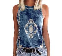 Women's Shirts Sleeveless Summer Tank Top Tank Top Black Loose Off Shoulder Top Crew Neck Airy Blouse Top Vest Colourful Gym Unusual Cotton T-Shirt Tops Tank Tops Women D#, B-Blue, XL