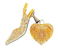 Women's Shoe and Bag Set Nigerian Italian Style Heels with Matching Bag for Weddings Parties Orange