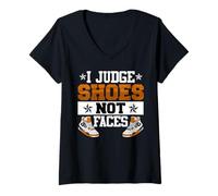 Womens Shoe Collection I JUDGE SHOES NOT FACES Shoe Collector V-Neck T-Shirt
