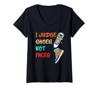 Womens Shoe Collection I JUDGE SHOES NOT FACES Shoe Collector V-Neck T-Shirt
