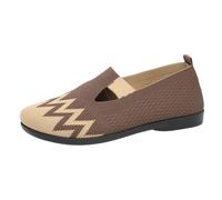 Womens Shoe Shaped Shoes Soft Soled Middle and Elderly Footwear Slip On Old Cloth Shoes Flat Soled Coffee
