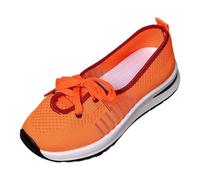 Womens Shoe Women's Fly Weaving Middle Elderly Weaving Mesh One Footsteps Lightweight Non Slip Comfortable Walking Breathable Shoes Orange