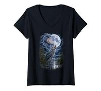 Women's Shoebill Howling At The Moon African Bird Wildlife V-Neck T-Shirt