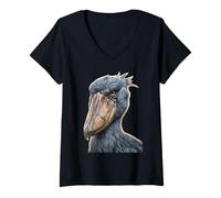 Women's Shoebill Stork Birdwatching African Bird Wildlife V-Neck T-Shirt