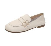 Womens Shoes 6.5 Spring Summer and Autumn Single Shoes Flat Women's Casual Flat Shoes Womens Navy Flat Shoes (Beige, 5.5)