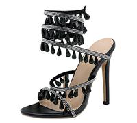 Women's Shoes Black Elegant with Heel Summer Alias Luxury Rhinestone