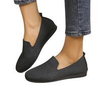 Womens Shoes Ethnic Casual Shoes Summer Fashion Hollow Breathable Flat Heel Soft Sole Casual Shoes Flat Cabin Crew Shoes (Black, 7.5)
