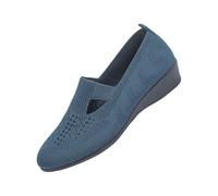 Womens Shoes Ethnic Casual Shoes Summer Fashion Hollow Breathable Flat Heel Soft Sole Casual Shoes Womens Navy Flat Shoes Size 6 (Blue, 4.5)