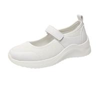 Womens Shoes Foreign Trade Casual Shoes for Women with Thick Soles Flying Woven Breathable Hook Loop Casual Mesh Large Sized Women's White
