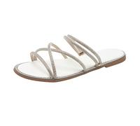 Women's Shoes Health Women's Glitter Decor Flat Sandals Strappy Slides Open Toe Slippers Shoes Women Blue Offer, beige, 8 UK