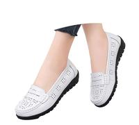 Women's Shoes Leather Flat Boat Shoes Vintage Slipper Low Shoes Summer Non-Slip Loafers Flat Hiking Shoes Leisure First Walking Shoes Single Shoes Lightweight Trainers for Seniors