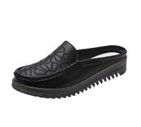 Women's Shoes Open Front to Back Women's Semi-Open Shoes Elegant Sliders Non-Slip Knitted Flower Slides Bedroom Mules Comfortable Slippers Boho Casual Shoes Breathable Slippers, black, 8.5 UK