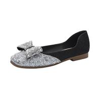 Women's Shoes Pumps Beige Women's Flat Shoes Spring and Autumn Style Lightweight Lace Flat Mouth Soft Bottom Arch Single Shoes Daily Commuting Boat Shoes, black, 10 UK