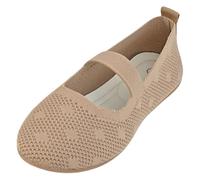 Women's Shoes, Slip On Barefoot Shoes with Elastic Band, Comfortable Walking Shoes, Knitted Upper, Lightweight Low Shoes with Zero-Drop Solhe Lightweight Dance Shoes, Casual Ballet Flats, khaki, 9 UK