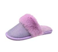 Women's Shoes Slippers Soft Plush Retro Slippers Lambskin Faux Fur Fluffy Lightweight Pain Relief Non-Slip Slippers Breathable Fashion Plush Slippers, purple, 8.5 UK