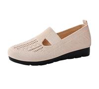 Women's Shoes Sneaker Slip On Casual Flat Shoes Wide Fit Wedge Shoe Comfortable Arch Support Tennis Sneakers Breathable Mesh Orthopedic Walking Shoe Outdoor Non-Slip Trainers Beige
